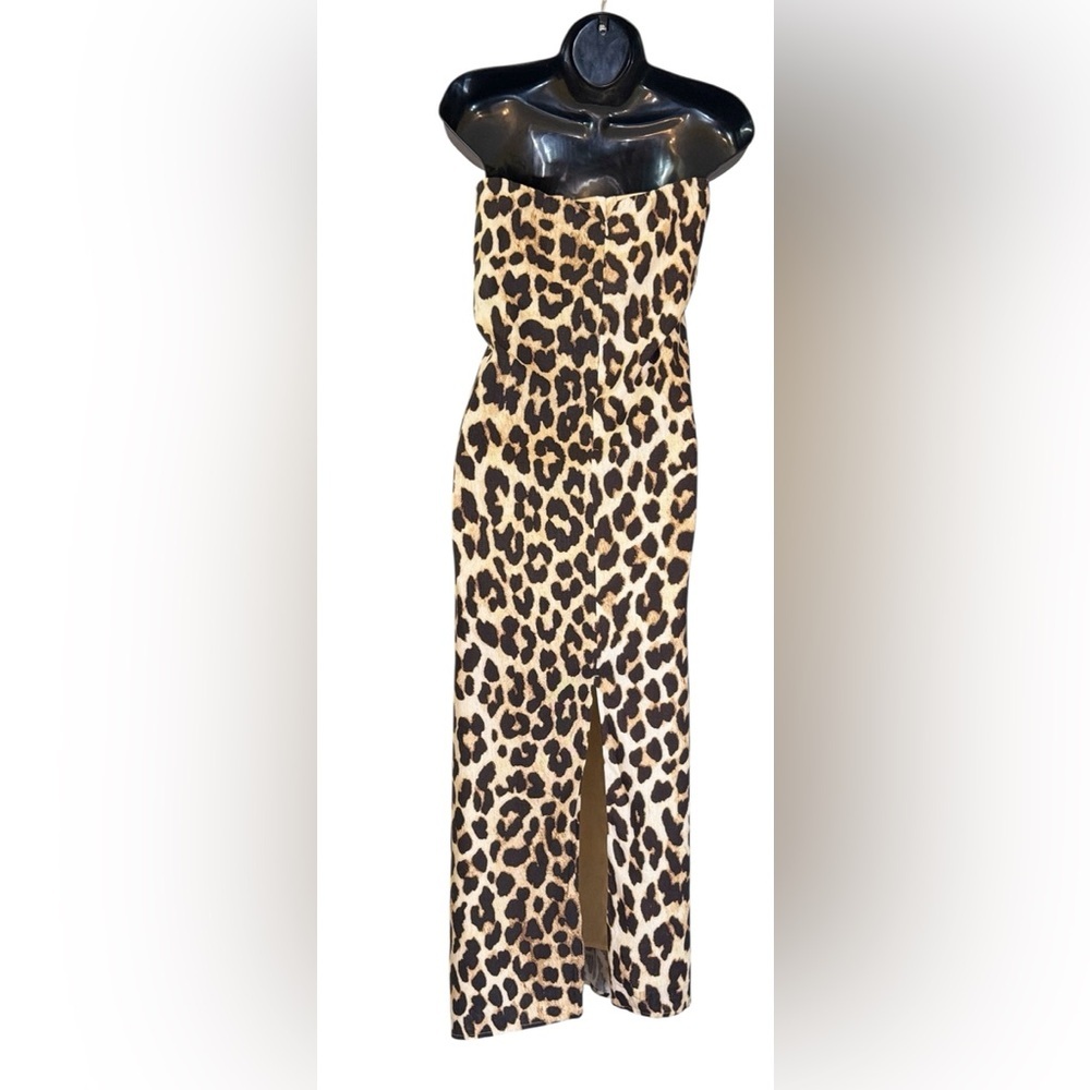 Strapless Leopard Print Midi Dress - Picture 13 of 16
